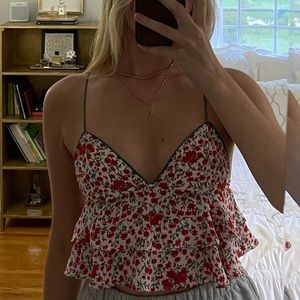 Ruffled floral crop top